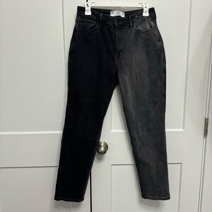 Hollister Women's Curvy Two Tone Faded Black High Rise Mom Jeans Size 7R / 28